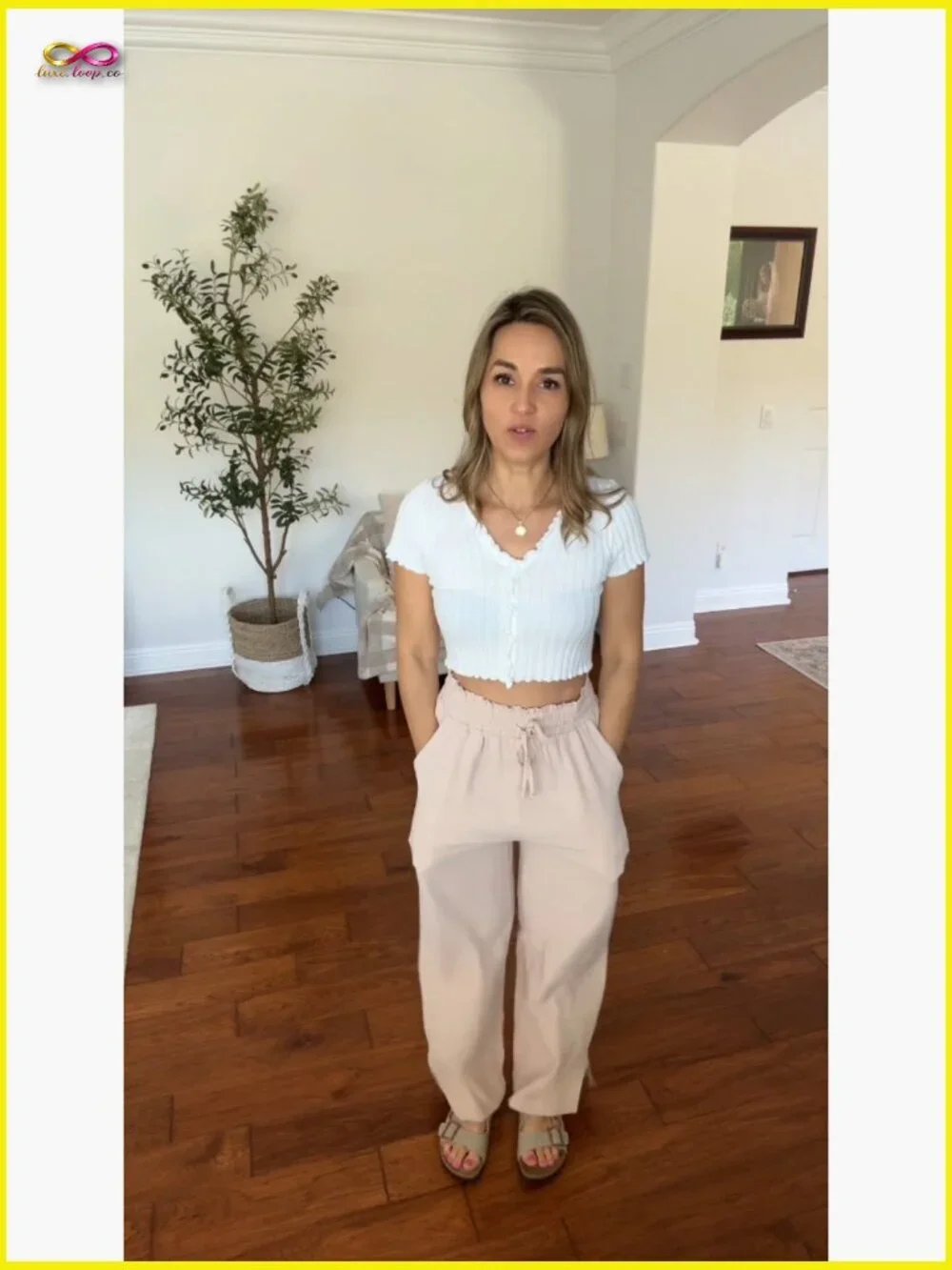 Wide Leg Palazzo Pants High Waisted Drawstring Lightweight Casual Trousers